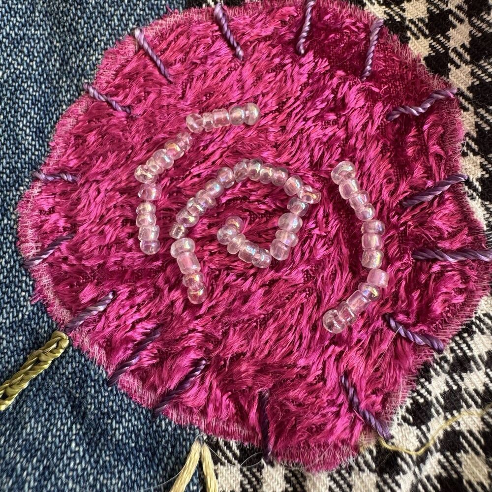 Susan Bristol P L Floral Hand Embroidered Patchwork Denim Vest Y2K 90s Vintage - Picture 9 of 16